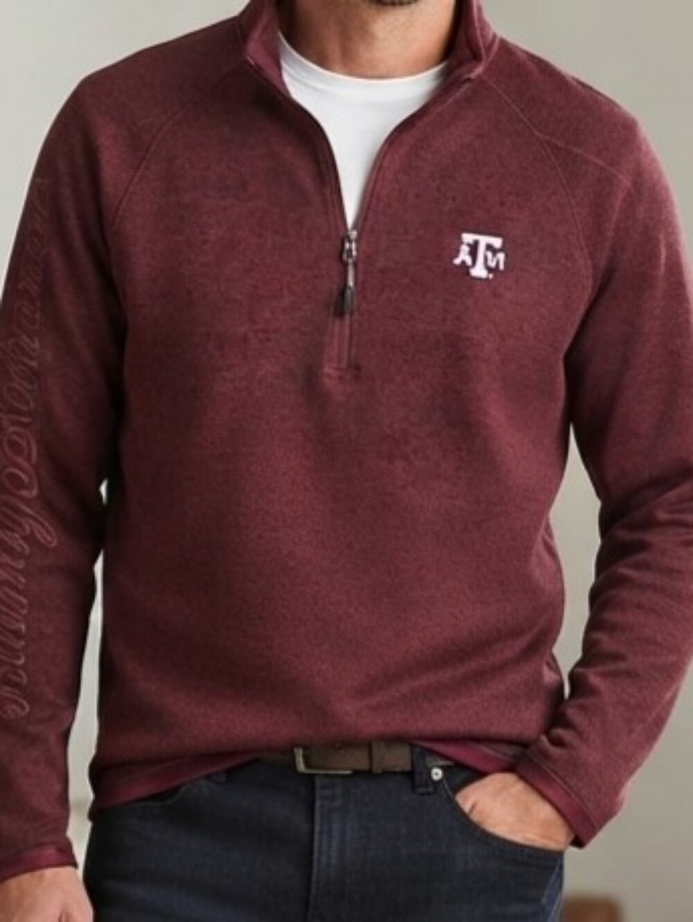 Tommy Bahama Texas A&M Red Zip-Neck Pullover, Size Large